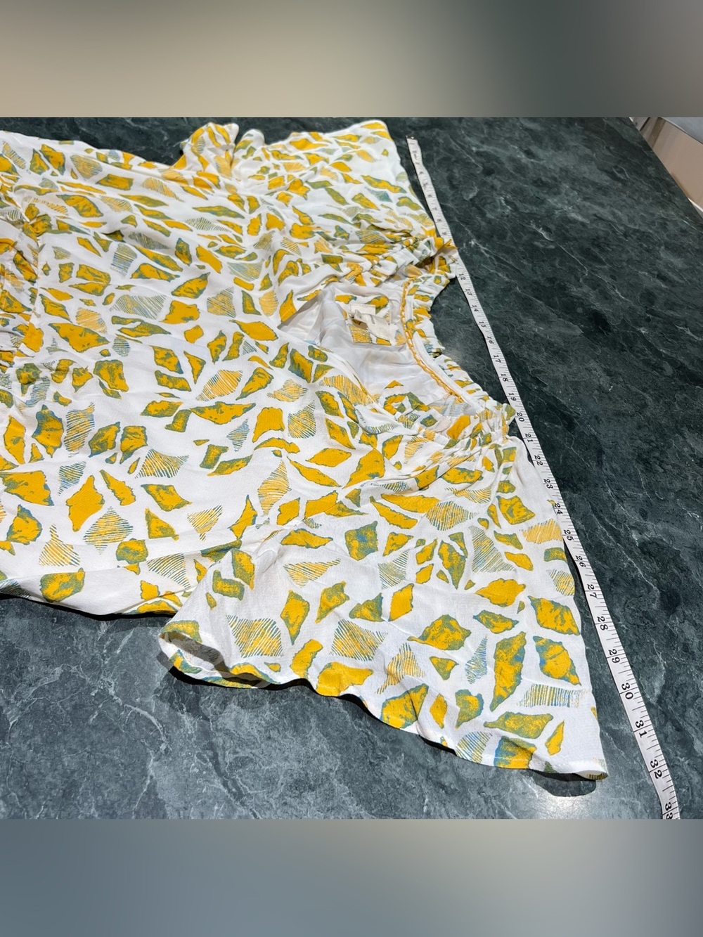 Anthropologie Robin Tiered Mini Dress Plus Size 1X Yellow Motif NWT Ruffle - Picture 11 of 16